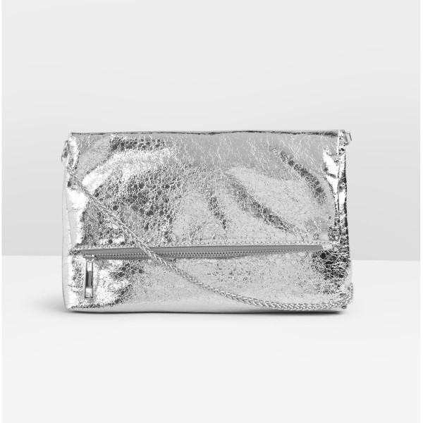 HUSH Nina Metallic Clutch Bag, Silver