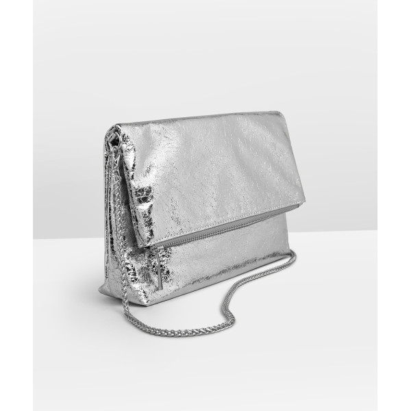 HUSH Nina Metallic Clutch Bag, Silver