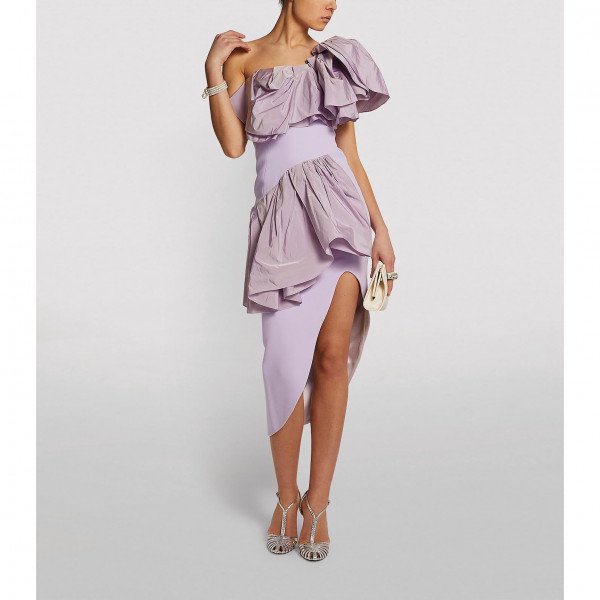 Mauve ruffle cheap dress