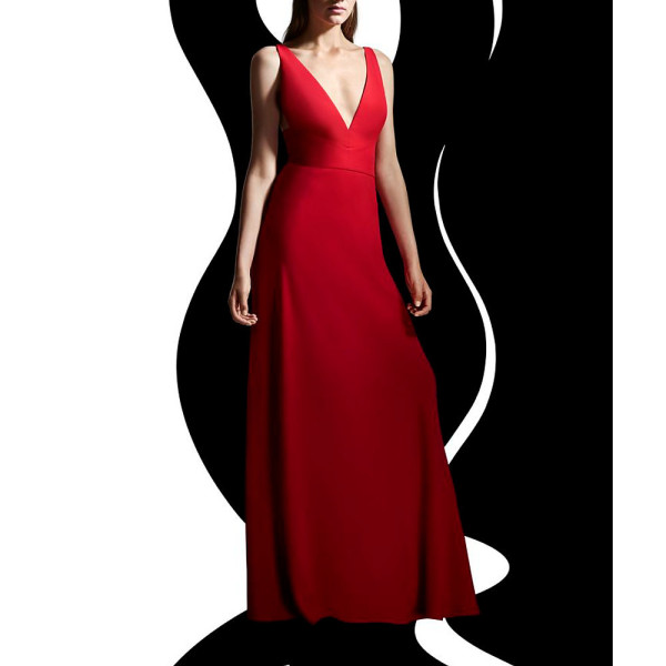 La Mania Plunge-Neck Maxi Dress
