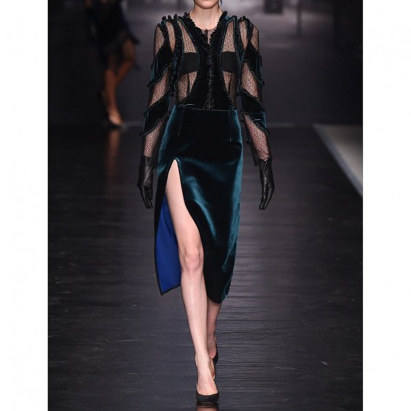 Emilio De La Morena Lace & Velvet Dress