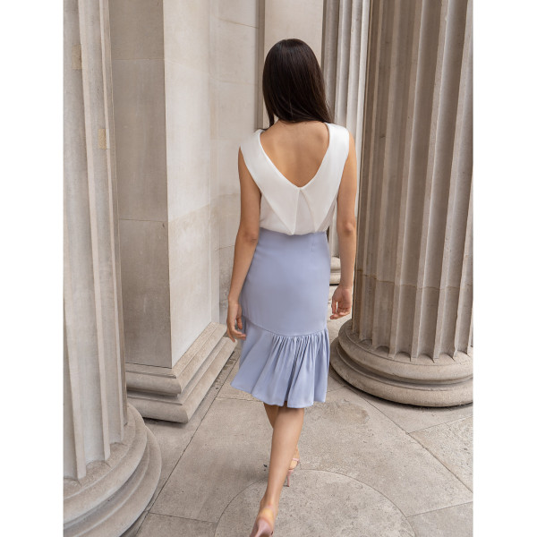 FEMPONIQ Ruched Asymmetrical Skirt Blue