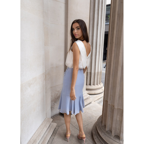 FEMPONIQ Ruched Asymmetrical Skirt Blue