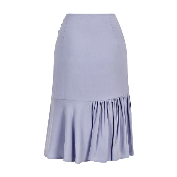 FEMPONIQ Ruched Asymmetrical Skirt Blue