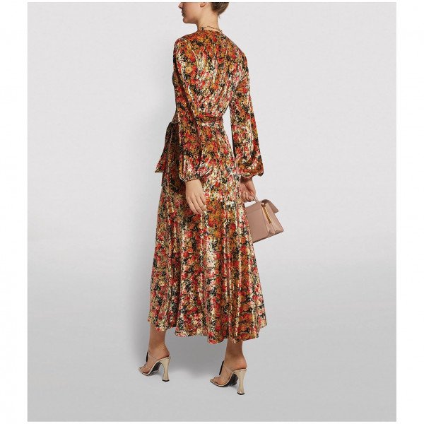 ROTATE Birger Christensen Floral Balloon-Sleeved Dress