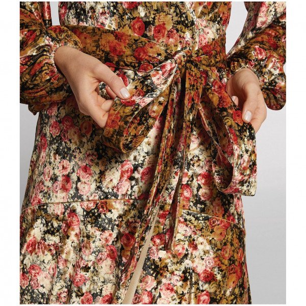 ROTATE Birger Christensen Floral Balloon-Sleeved Dress