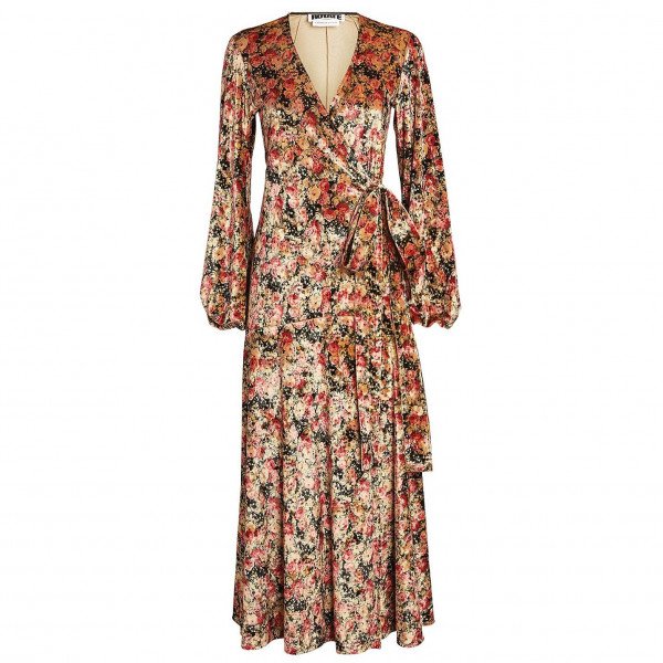 ROTATE Birger Christensen Floral Balloon-Sleeved Dress