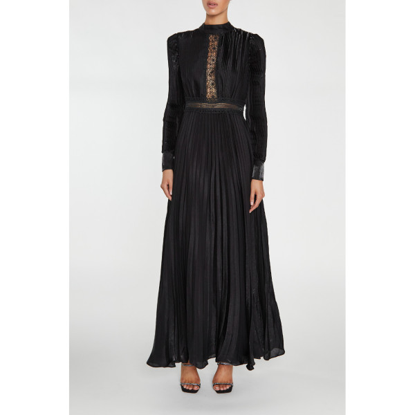 True Decadence Athena Pleated Long-Sleeve Maxi Dress