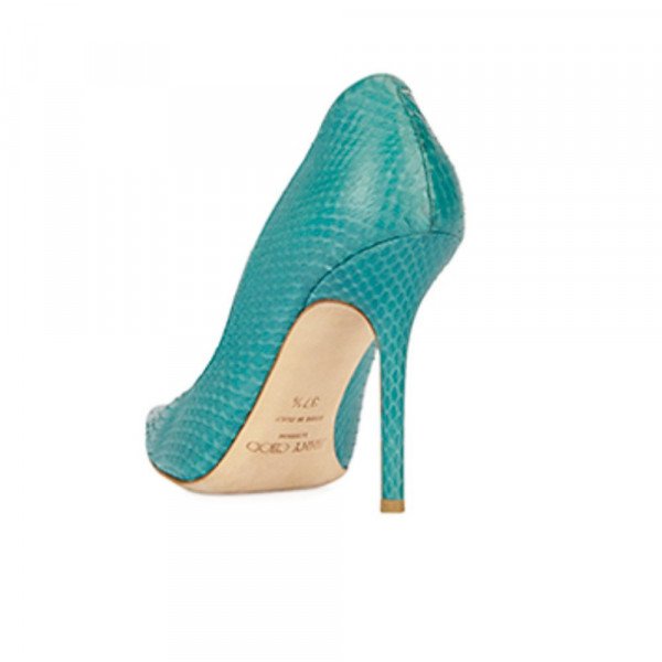 Green sales snakeskin pumps