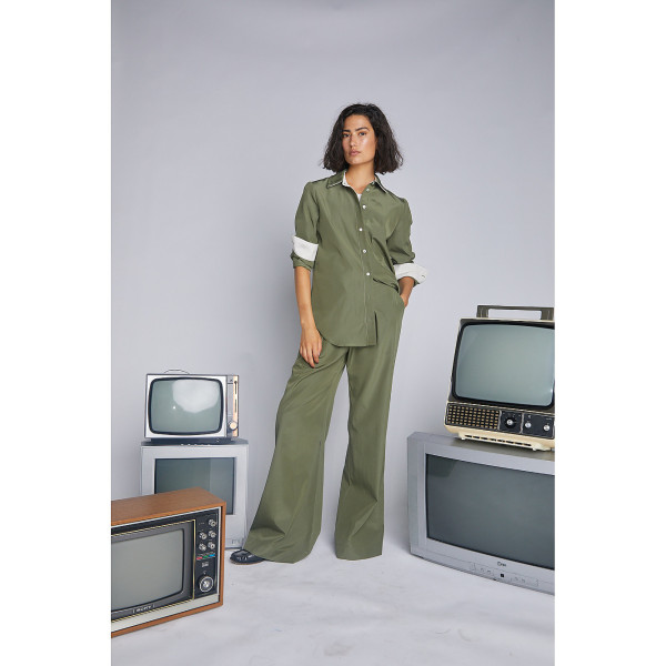 Serena Bute The Classic Shirt - Chive Green Cupro Cotton