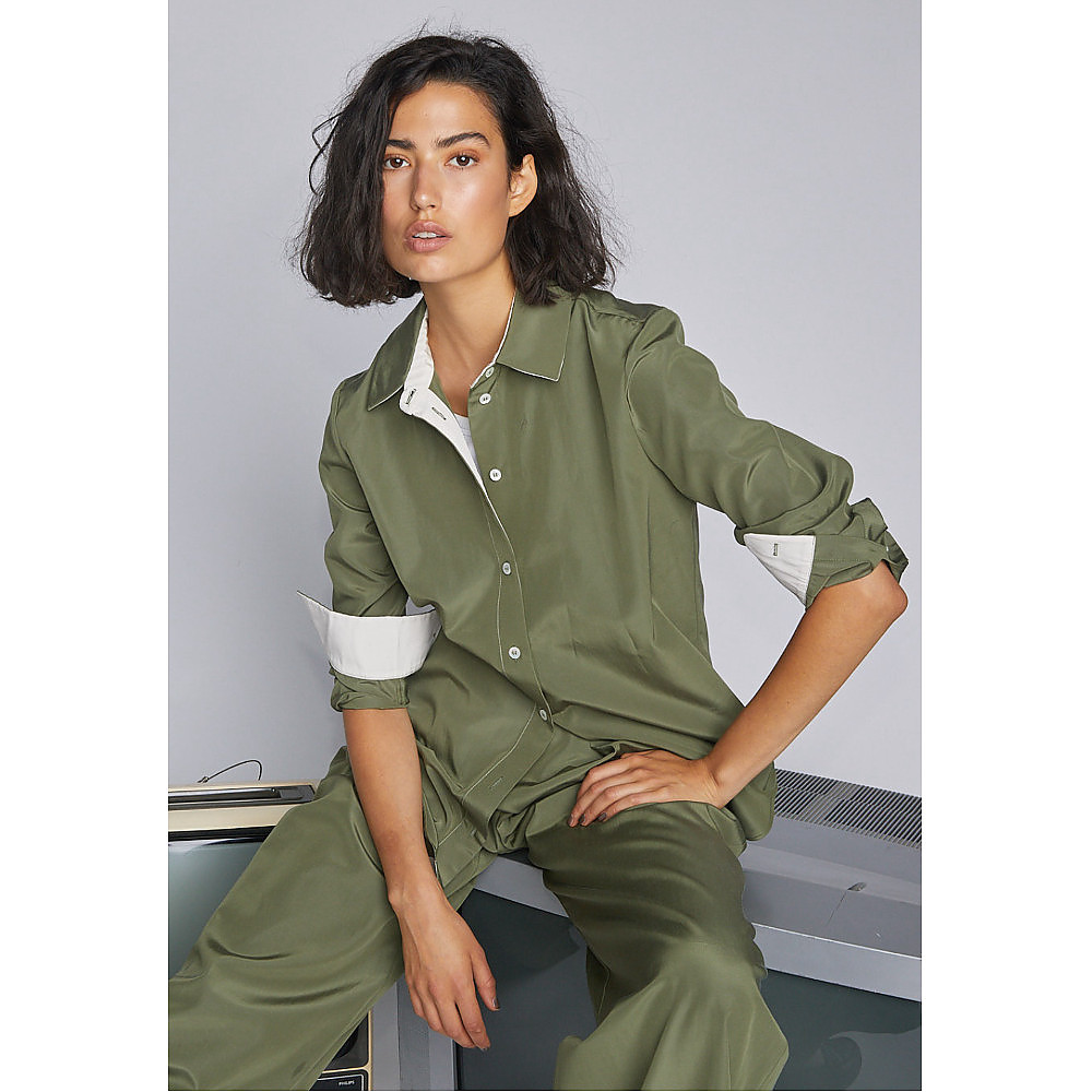 Serena Bute The Classic Shirt - Chive Green Cupro Cotton