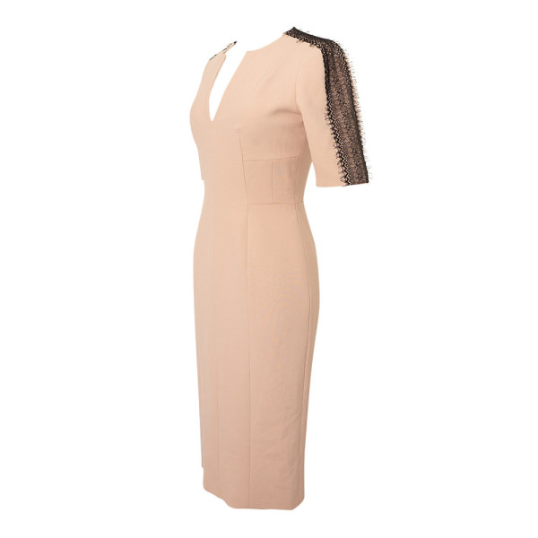 Amanda Wakeley V-Neck Sculpted Lace-Trimmed Dress