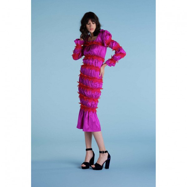 Emilio De La Morena Bi-Colour Shirring Dress