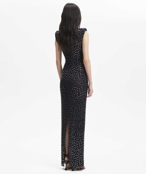 Self-Portrait Square Rhinestone Mesh Maxi