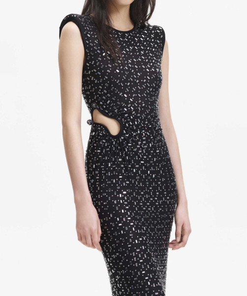 Self-Portrait Square Rhinestone Mesh Maxi