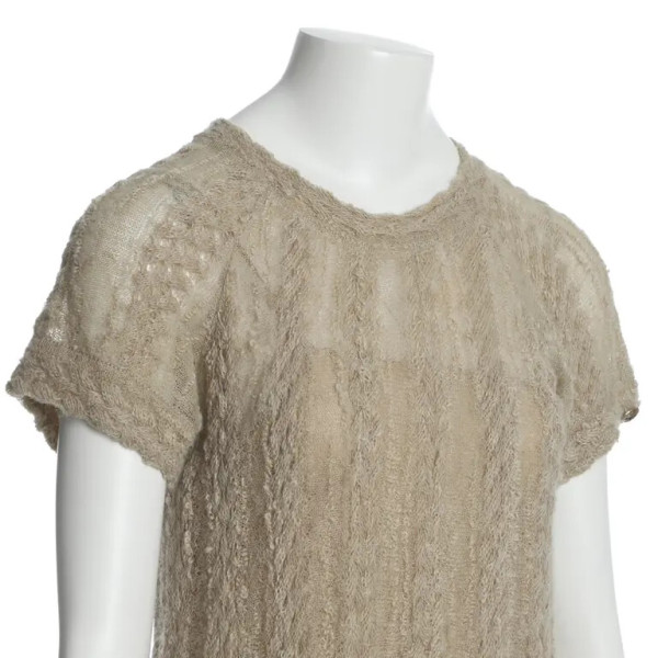 CHANEL Beige Knitted Mid-Length Dress