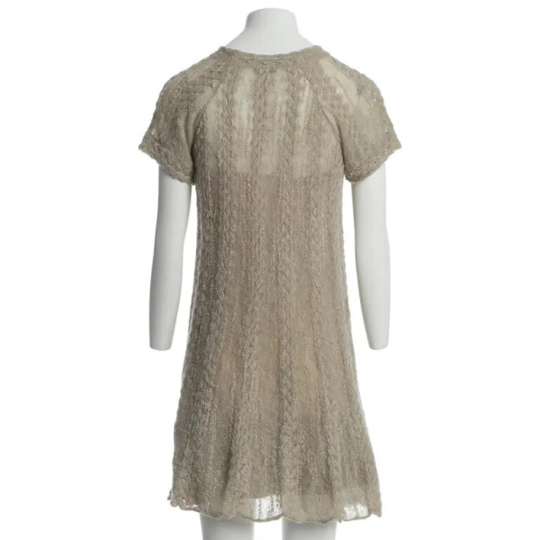 CHANEL Beige Knitted Mid-Length Dress