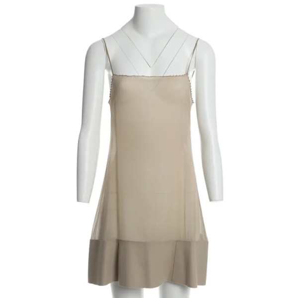 CHANEL Beige Knitted Mid-Length Dress