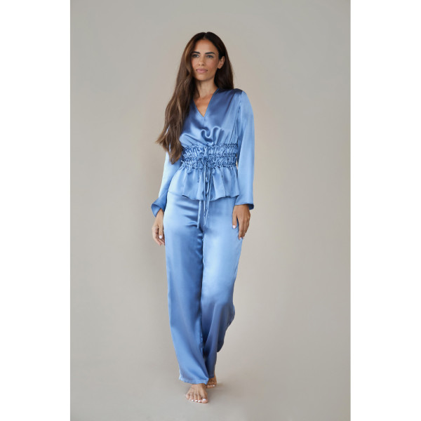 Issoir Chloe Silk Top - Pewter Sky