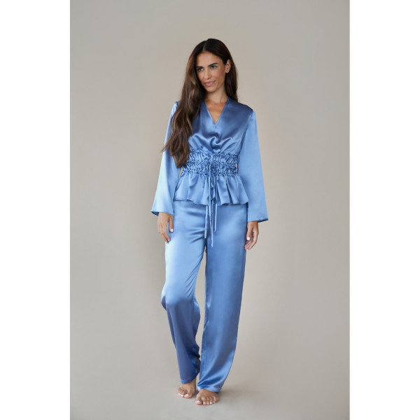 Issoir Chloe Silk Top - Pewter Sky