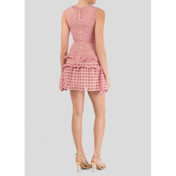 Self-Portrait Crosshatch Frill Mini Dress