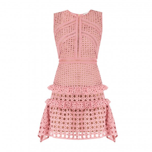 Self-Portrait Crosshatch Frill Mini Dress
