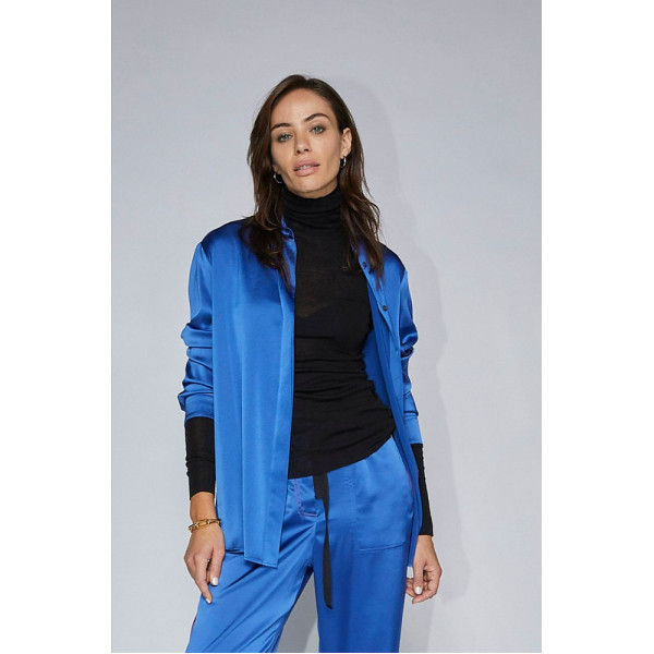 Serena Bute The Boyfriend Shirt - Cobalt Blue Plant Based Satin