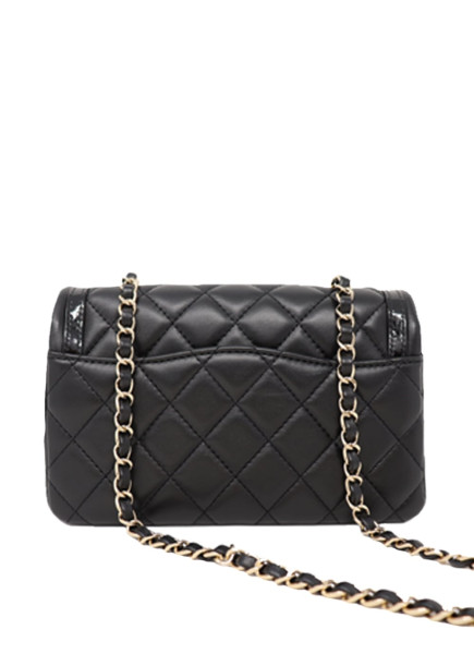 CHANEL Special edition Chanel mini flap in black with patent trim