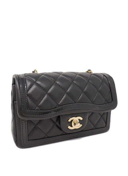 CHANEL Special edition Chanel mini flap in black with patent trim