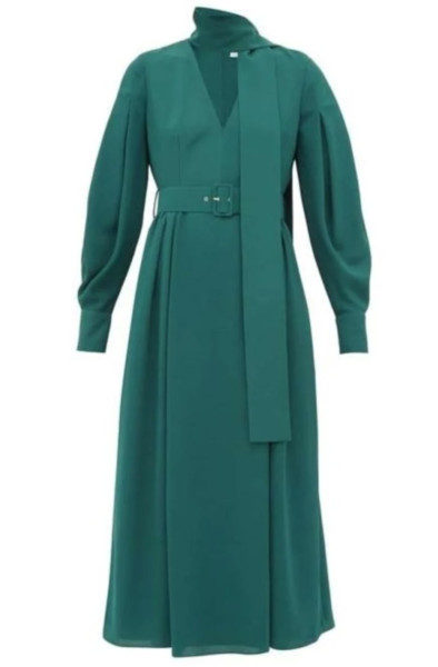 Emilia Wickstead Farina Scarf-Tie V-neck Crepe