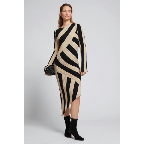 & Other Stories Asymmetric Irregular Ribbed Midi Dress