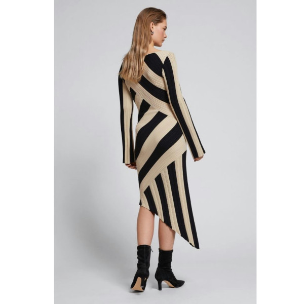 & Other Stories Asymmetric Irregular Ribbed Midi Dress