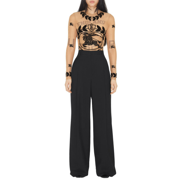 Burberry EKD Embroidered Stretch Tulle Bodysuit
