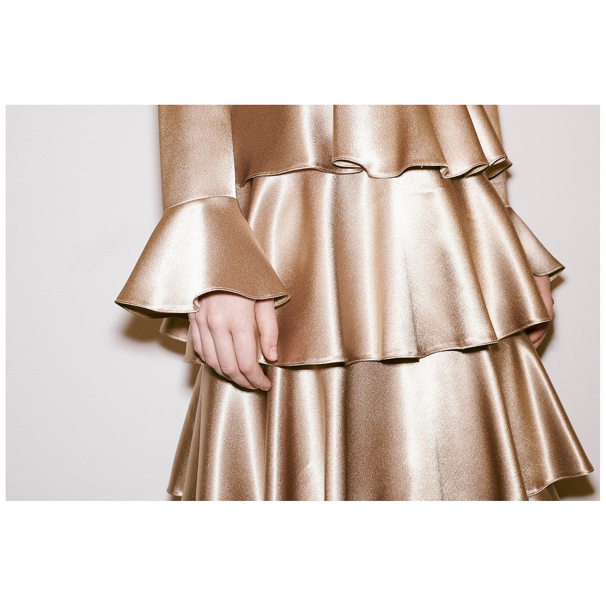 Franks London Claire Satin Ruffle Midi Dress