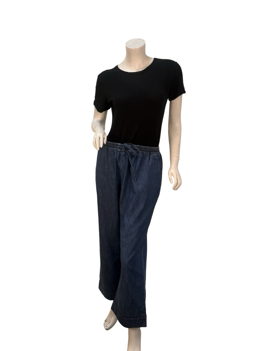 Valentino High-rise Chambray Wide-Leg Jeans with Drawstring Waist