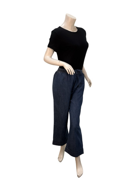 Valentino High-rise Chambray Wide-Leg Jeans with Drawstring Waist