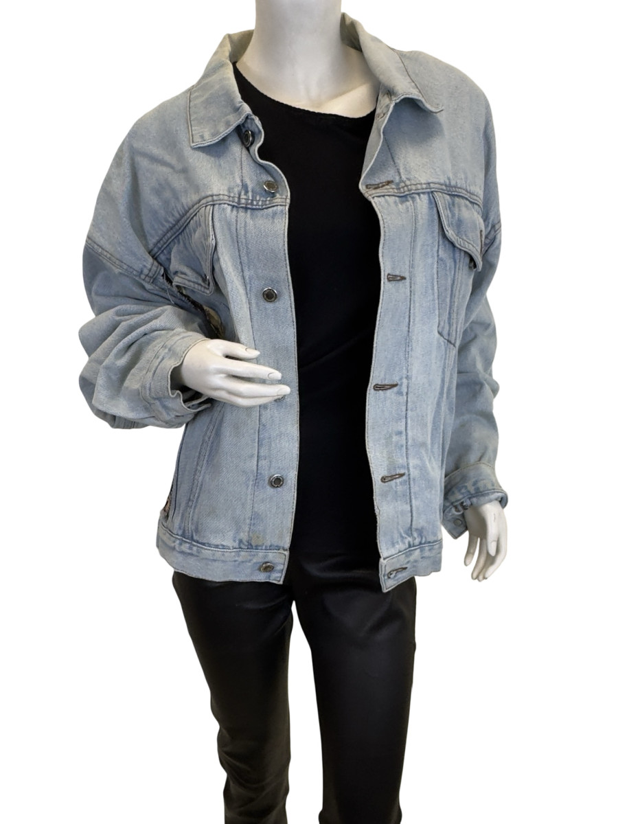 Wrangler Light Wash Denim Jacket with Embroidered Lace Inserts