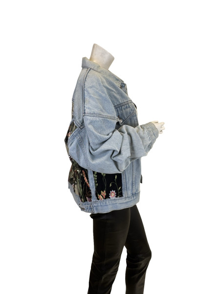 Wrangler Light Wash Denim Jacket with Embroidered Lace Inserts