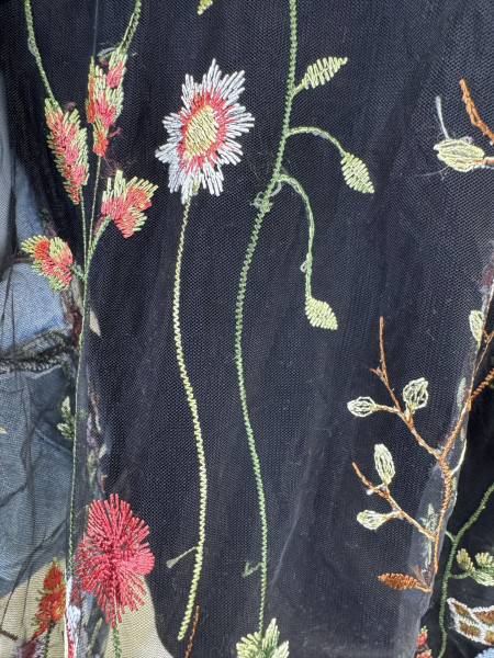 Wrangler Light Wash Denim Jacket with Embroidered Lace Inserts