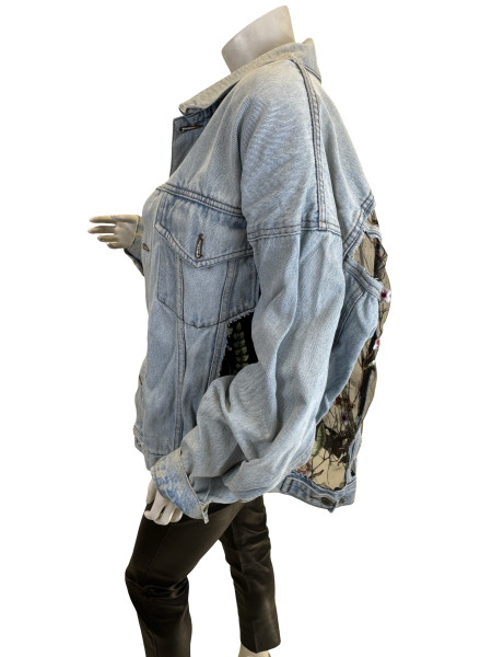 Wrangler Light Wash Denim Jacket with Embroidered Lace Inserts