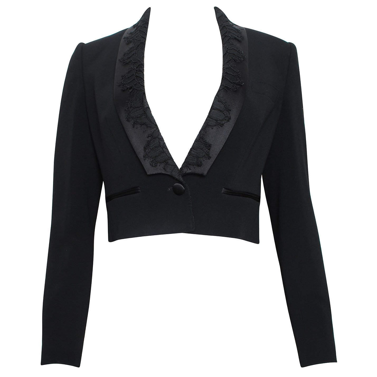 DOLCE & GABBANA Cropped Jacket With Lace Lapels