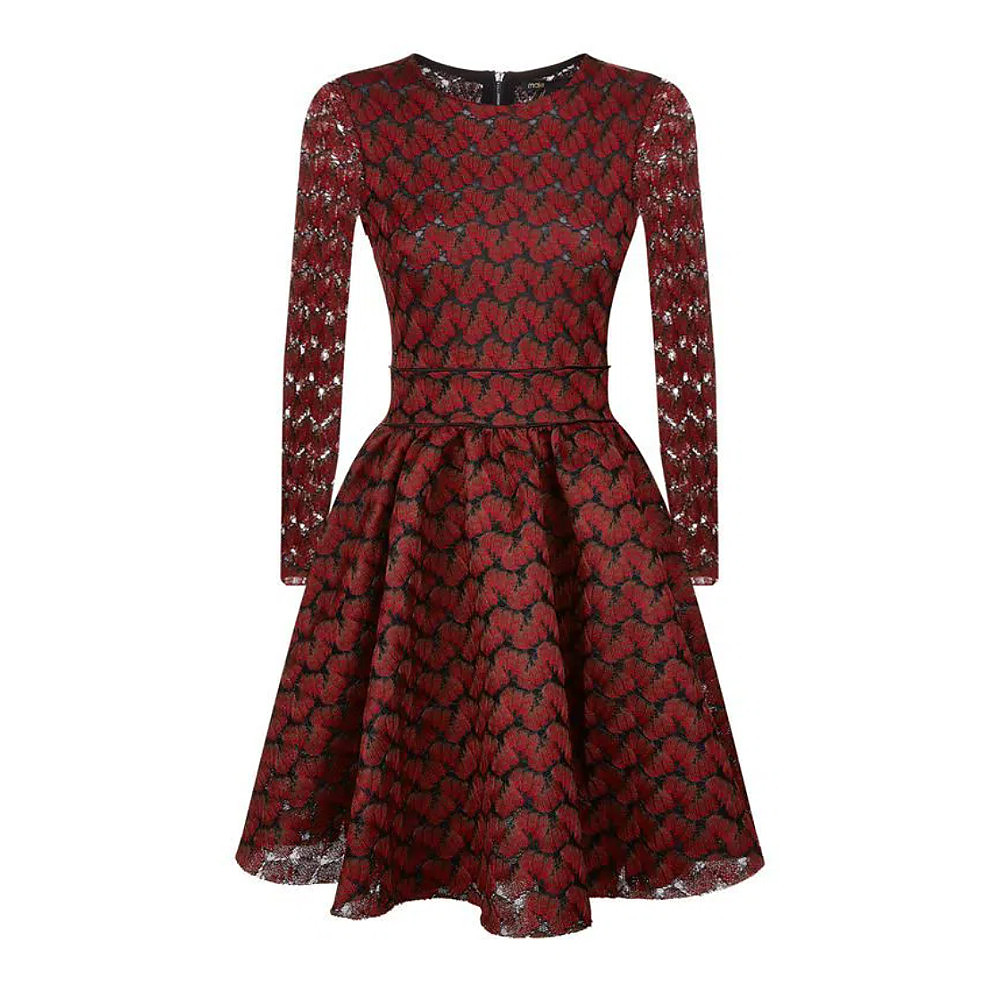 Maje Patterned Fit And Flare Tea Dress