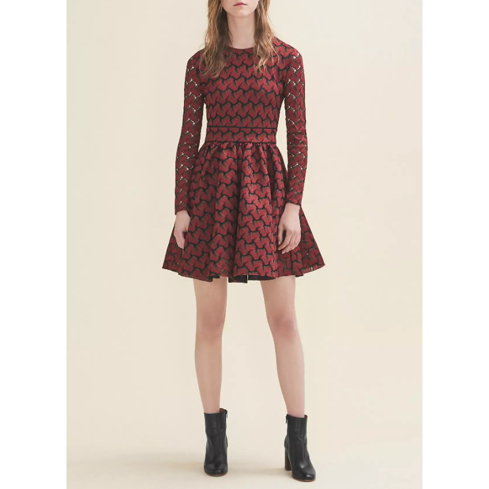 Maje Patterned Fit And Flare Tea Dress