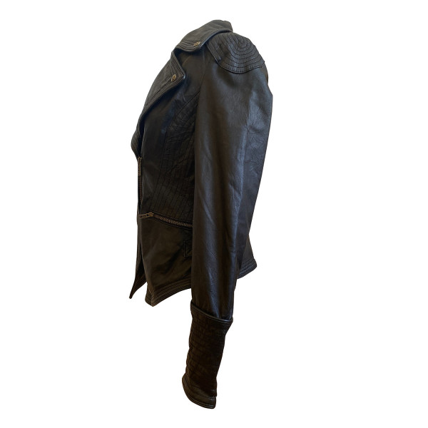 ALICE by Temperley Leather Topstitched Biker Jacket