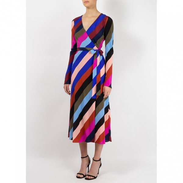 Rent Buy Diane von Furstenberg Striped Wrap Dress | MY