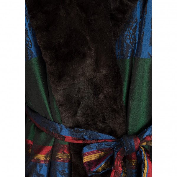 Dior Faux Fur-Trimmed Metallic Coat