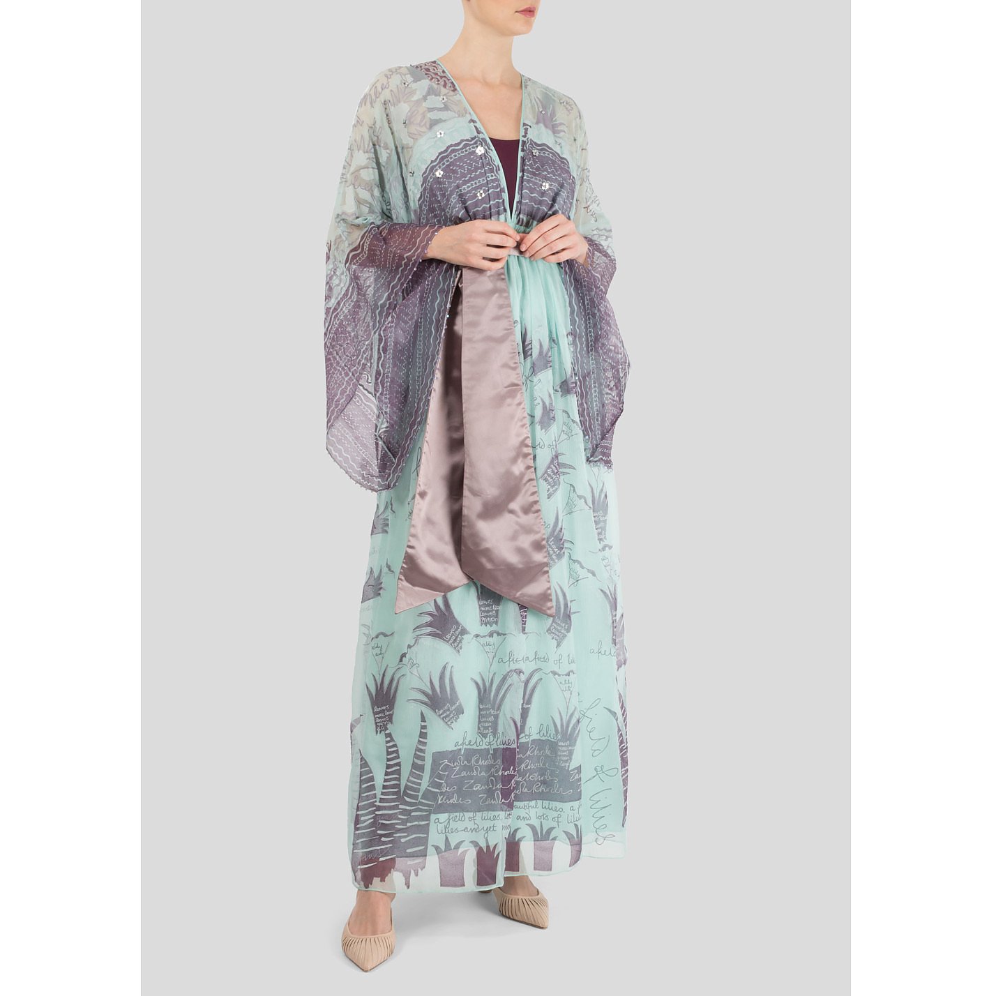 Zandra Rhodes Silk-Chiffon Peppermint Maxi Dress