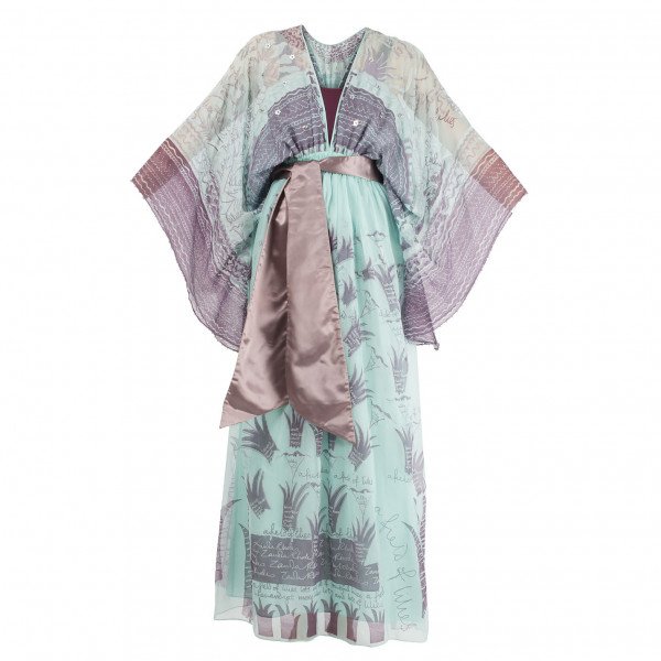 Zandra Rhodes Silk-Chiffon Peppermint Maxi Dress