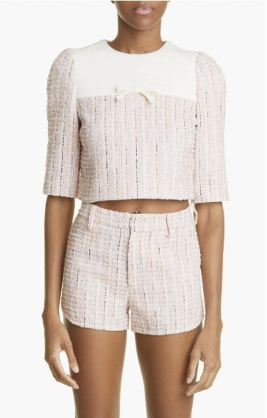 SHUSHU/TONG SHUSHU/TONG Pink Tweed Top and short set