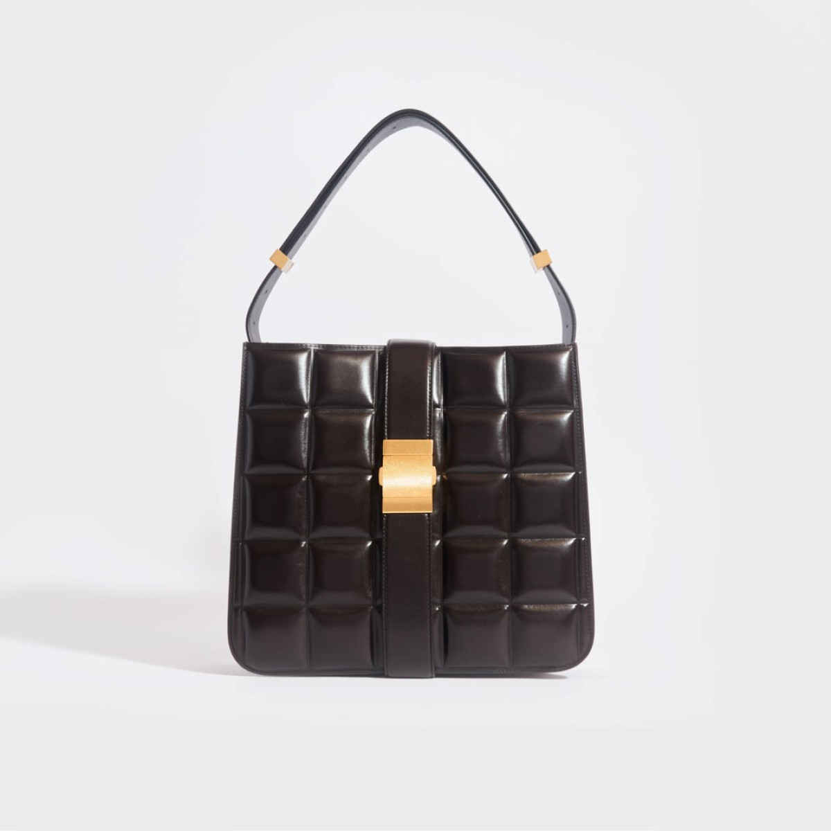 Bottega Veneta The Padded Marie Leather Shoulder Bag in Fondente